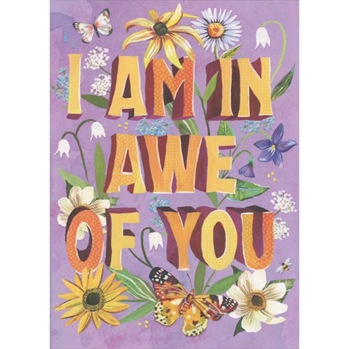 I Am In Awe of You Daisies and Butterflies on Purple Mother’s Day Card for Wife