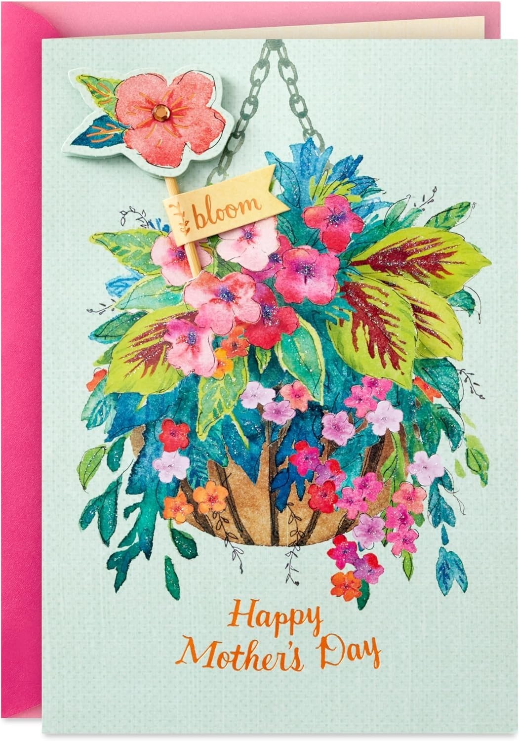 Heartfelt Floral Mother’s Day Card with Reusable Stake & Matching Envelope