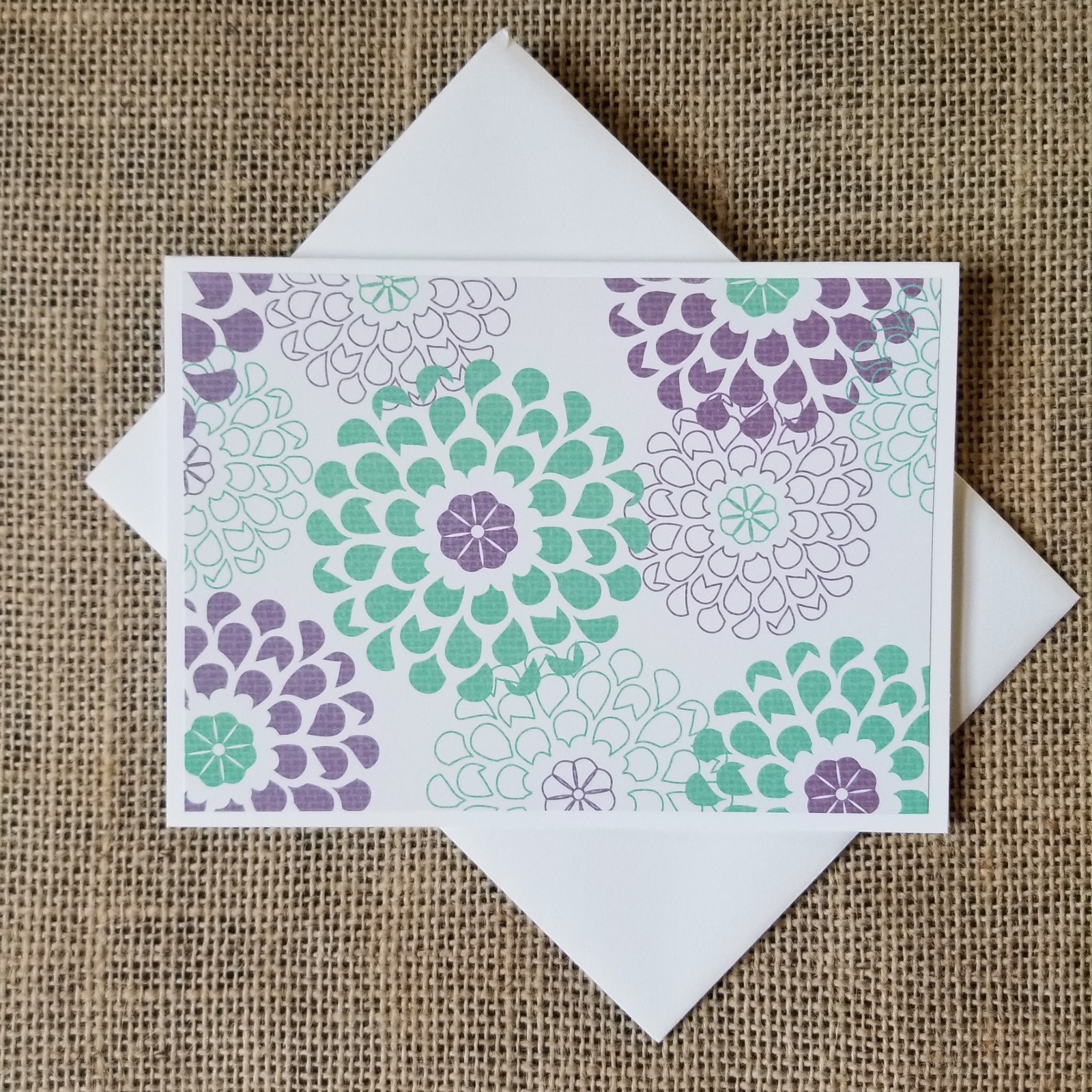 Purple Florals Set of 12 Blank Note Cards Assorted Flowers