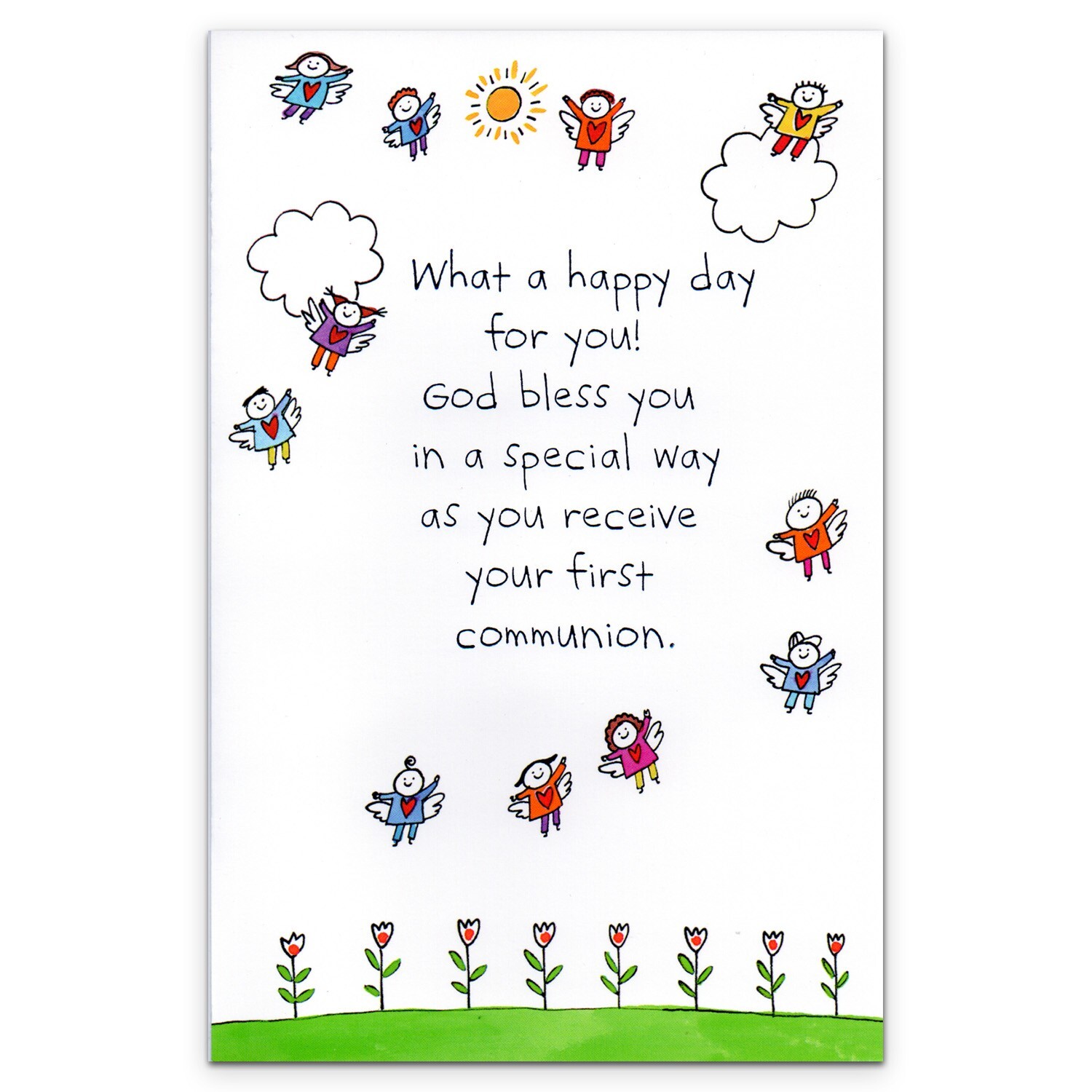 Religious FIRST COMMUNION Card, Cute Kid Angels by American Greetings + Envelope