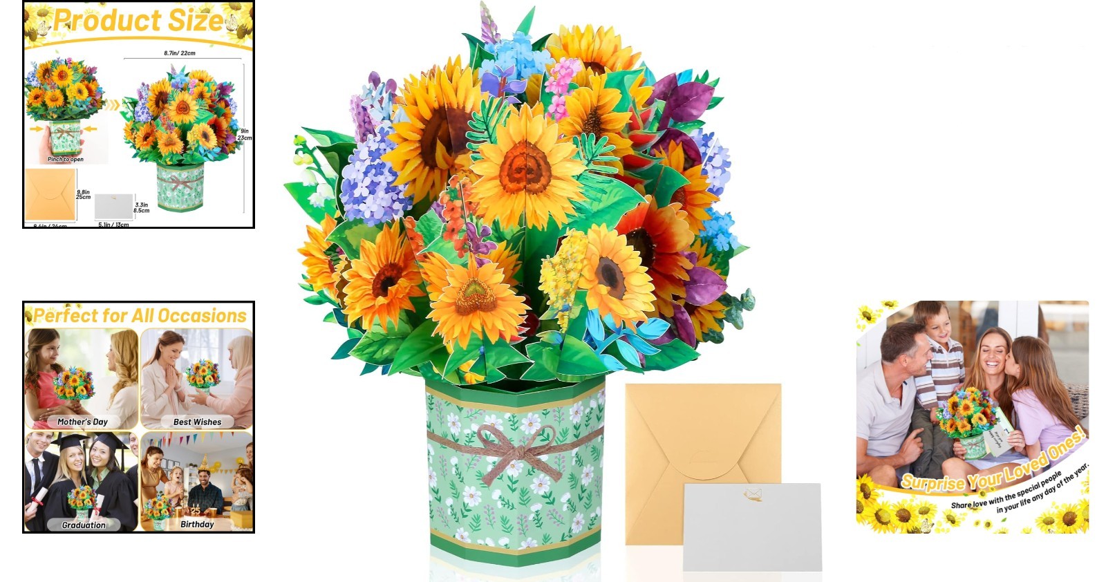 Bright and Cheerful Sunflower Pop-Up Greeting Card – For Mother, Friends & More