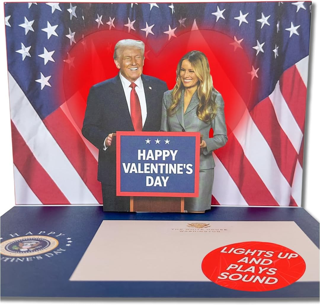 Trump Valentine’S Day Talking Pop up Card with Light & Sound – Presidential
