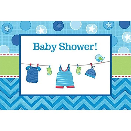 Shower with Love Boy Chevron Polka Dot Baby Shower Party Invitations w/Envelopes