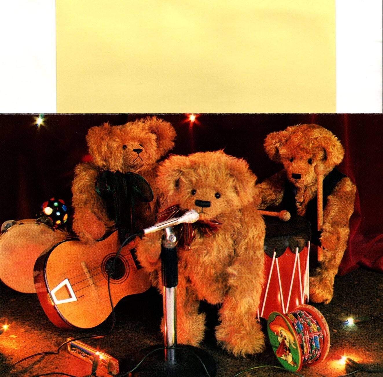 Brown Teddy Bear Bears Guitar Drum Drummer Music Musical Band Blank Card