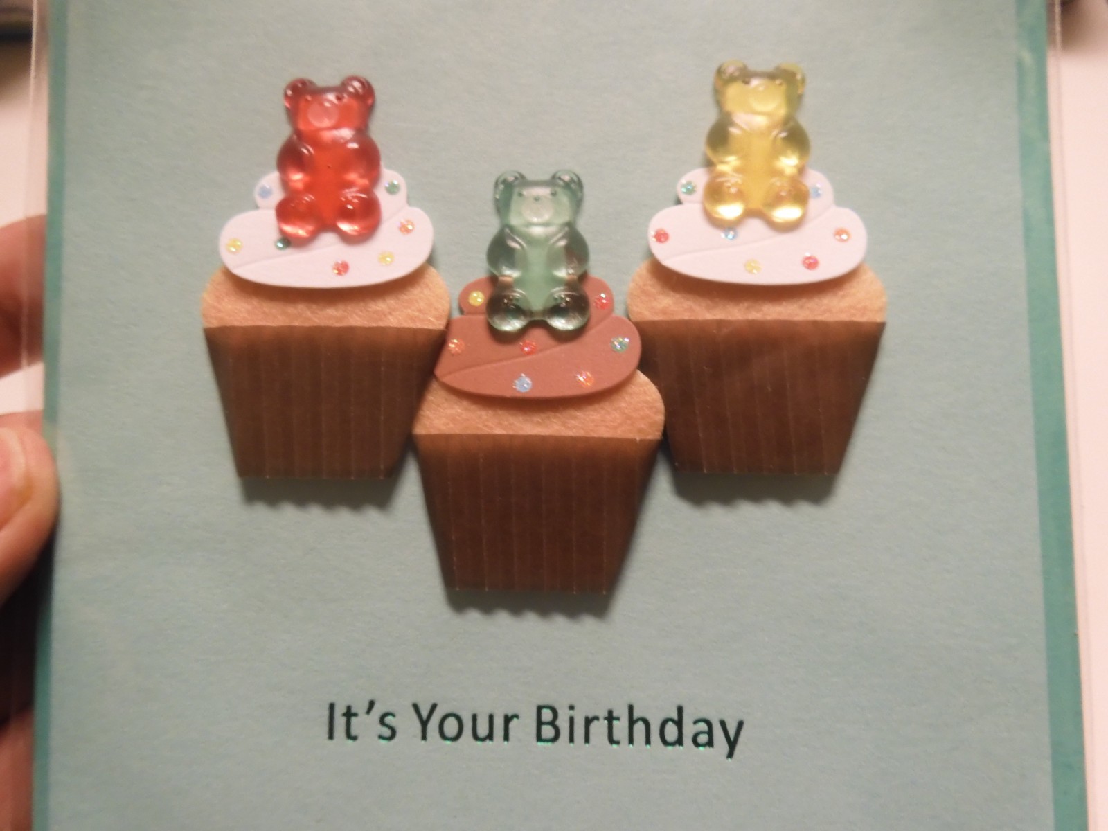 2 Cards Niquea.D High Quality Birthday Cards Gummy Bear Let There Be Cupcakes