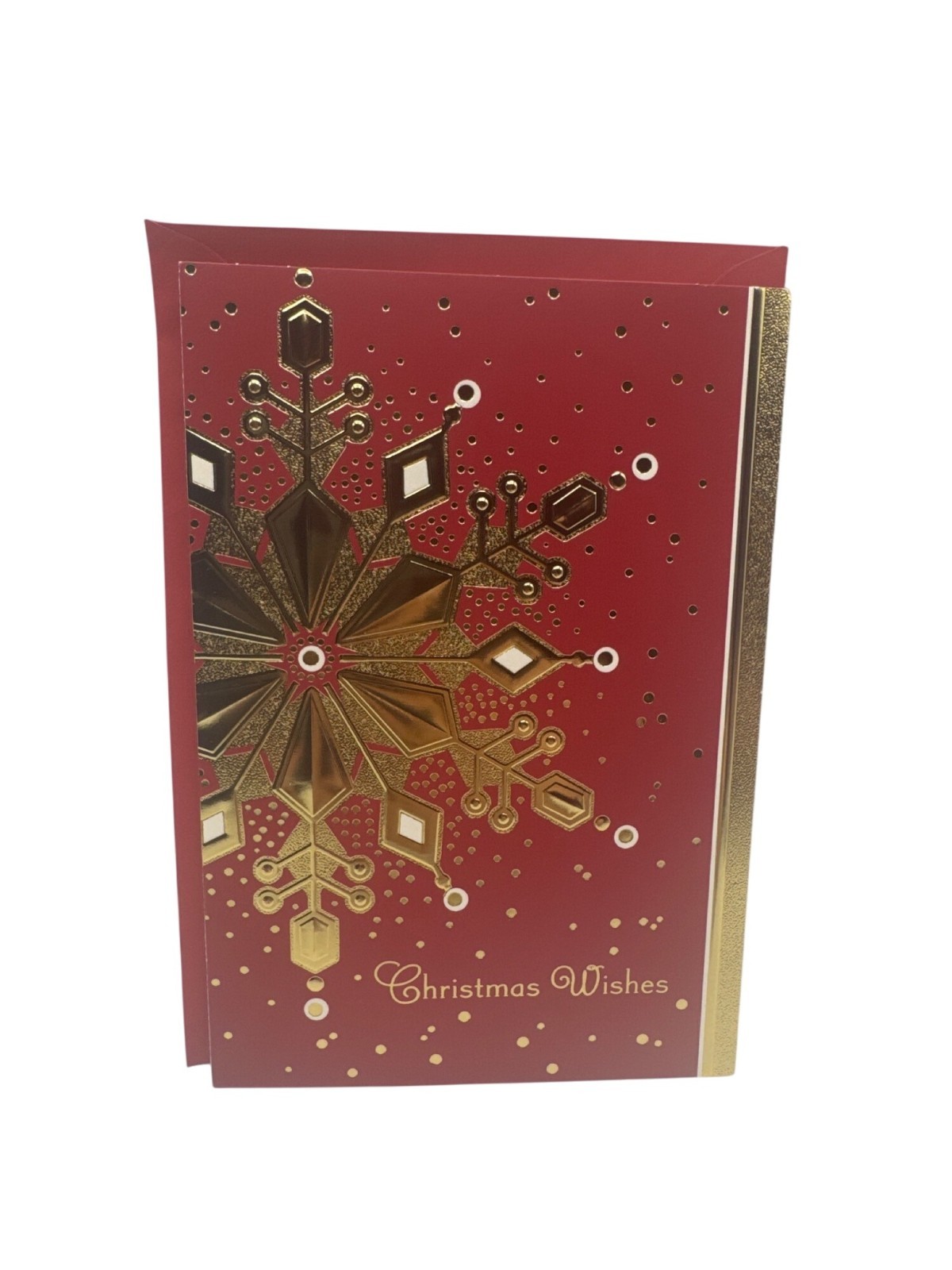 Hallmark Christmas Wishes Greeting Card Joy Hope Peace Gold Snowflake Design