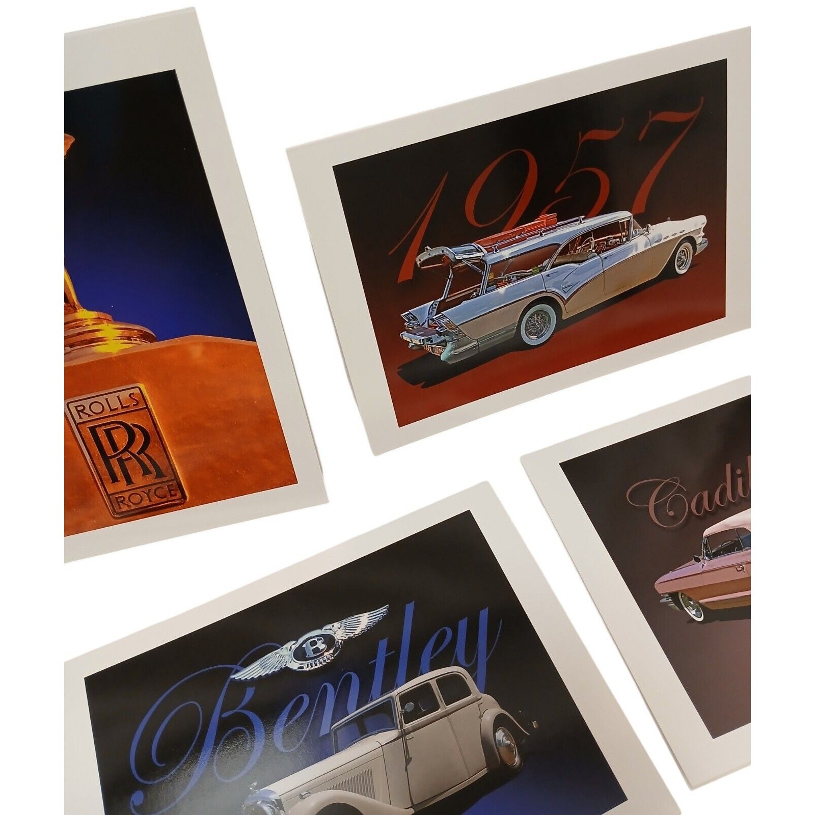 8 Luxury Cars GREETING CARDS FEATURING Porsche & Rolls Royce Blank w Envelopes