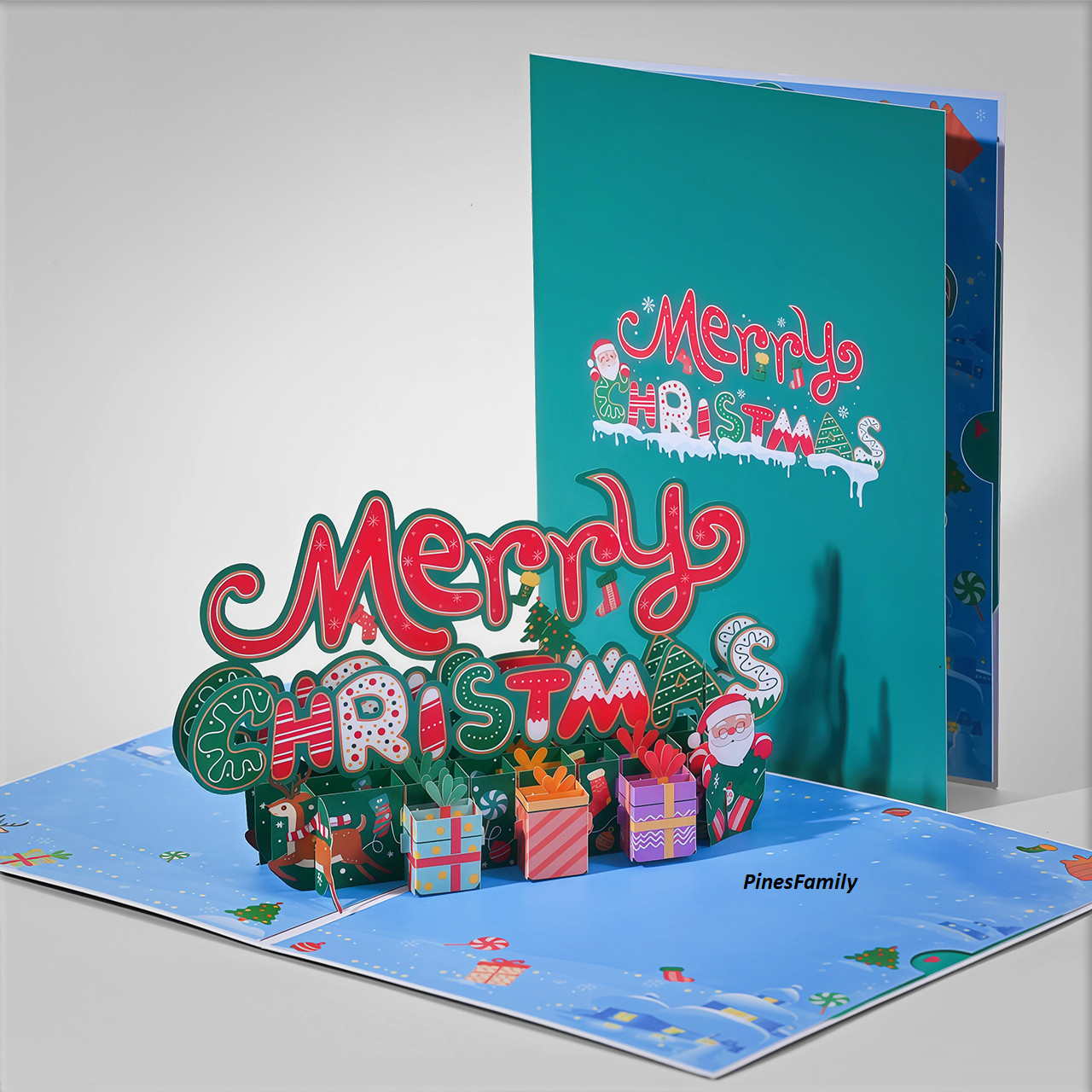 B19-3D Pop Up Christmas Greeting Card with Colorful Gift Box
