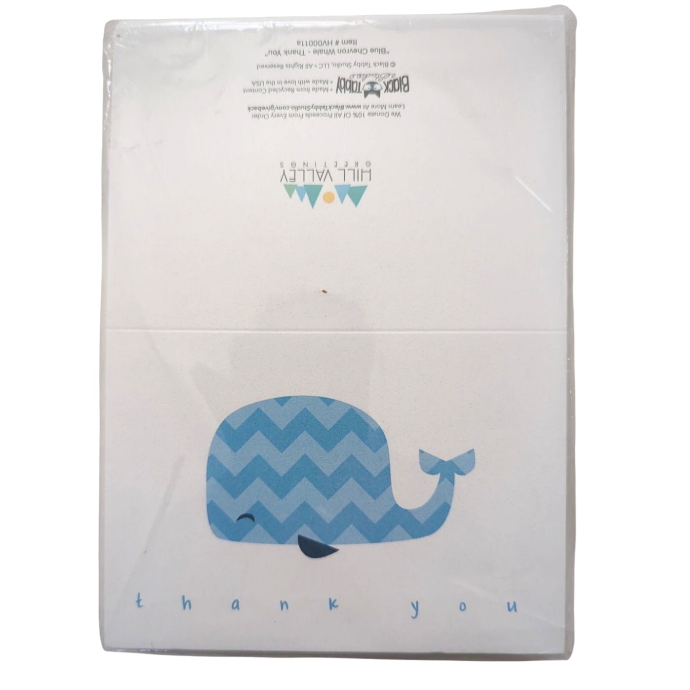 Blue Chevron Whale Baby Thank You Cards 48 Count NEW HILL VALLEY GREETINGS