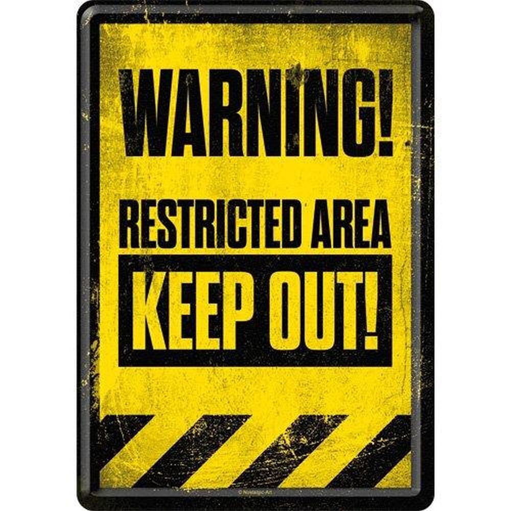Tin postcard – 3 x 6 in – Achtung Restricted Area Keep Out!