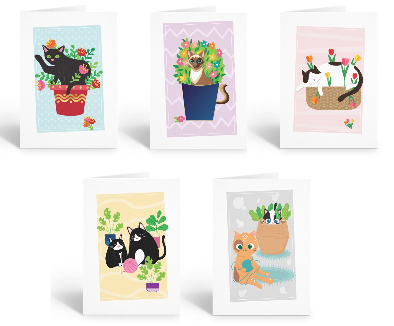 Assorted Cat Blank Note Cards, 10 cards w/Envelopes – Size 4.25″ x 5.5″