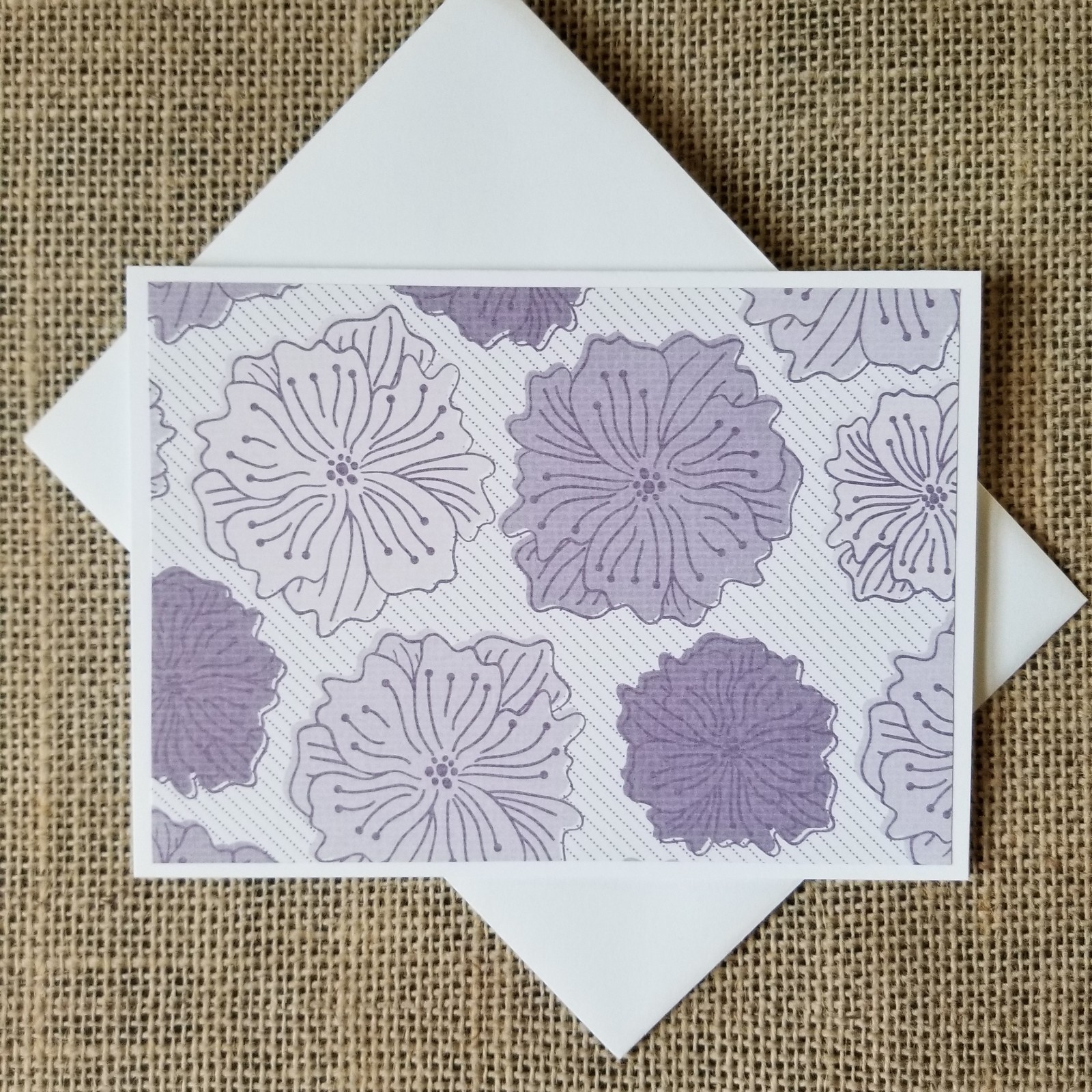 Purple Florals Set of 12 Blank Note Cards Assorted Flowers