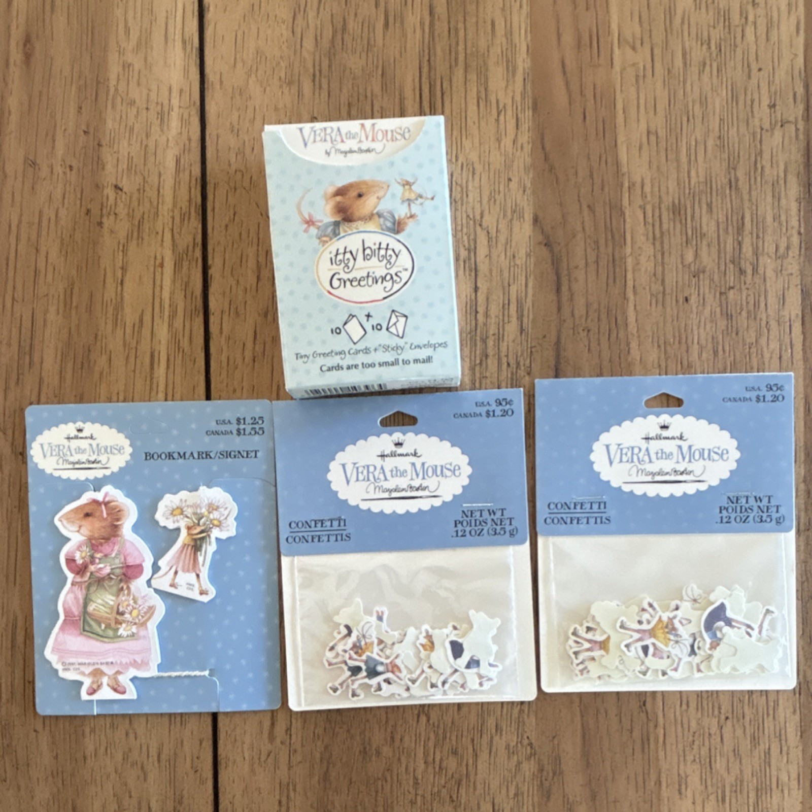 Vintage Hallmark Vera the Mouse, 10 mini Cards, bookmark & confetti