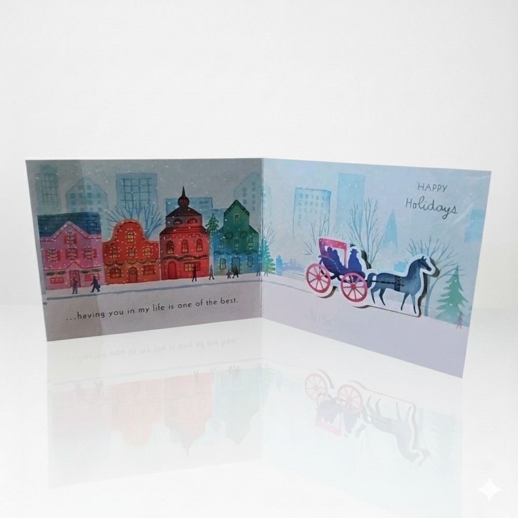 Mini Greeting Card PAPER WONDER Park Sledding Love Spouse Snow Christmas 2268-70
