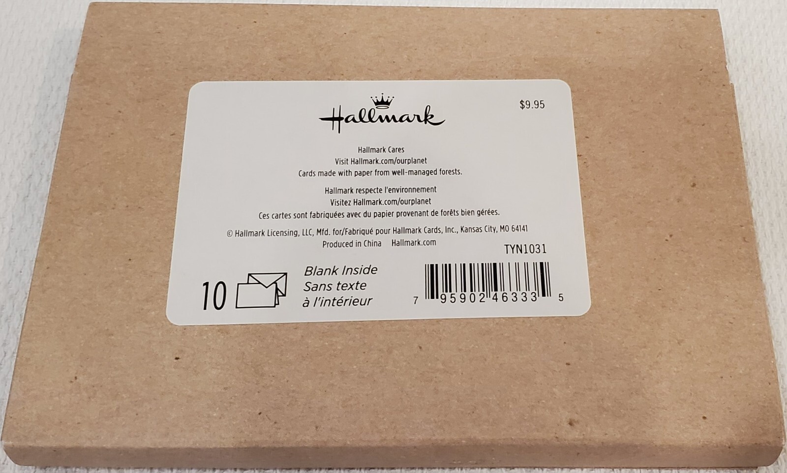 NEW Hallmark – Gold and White Chevron Thank You Note Cards (10 Cards/Envelopes) 