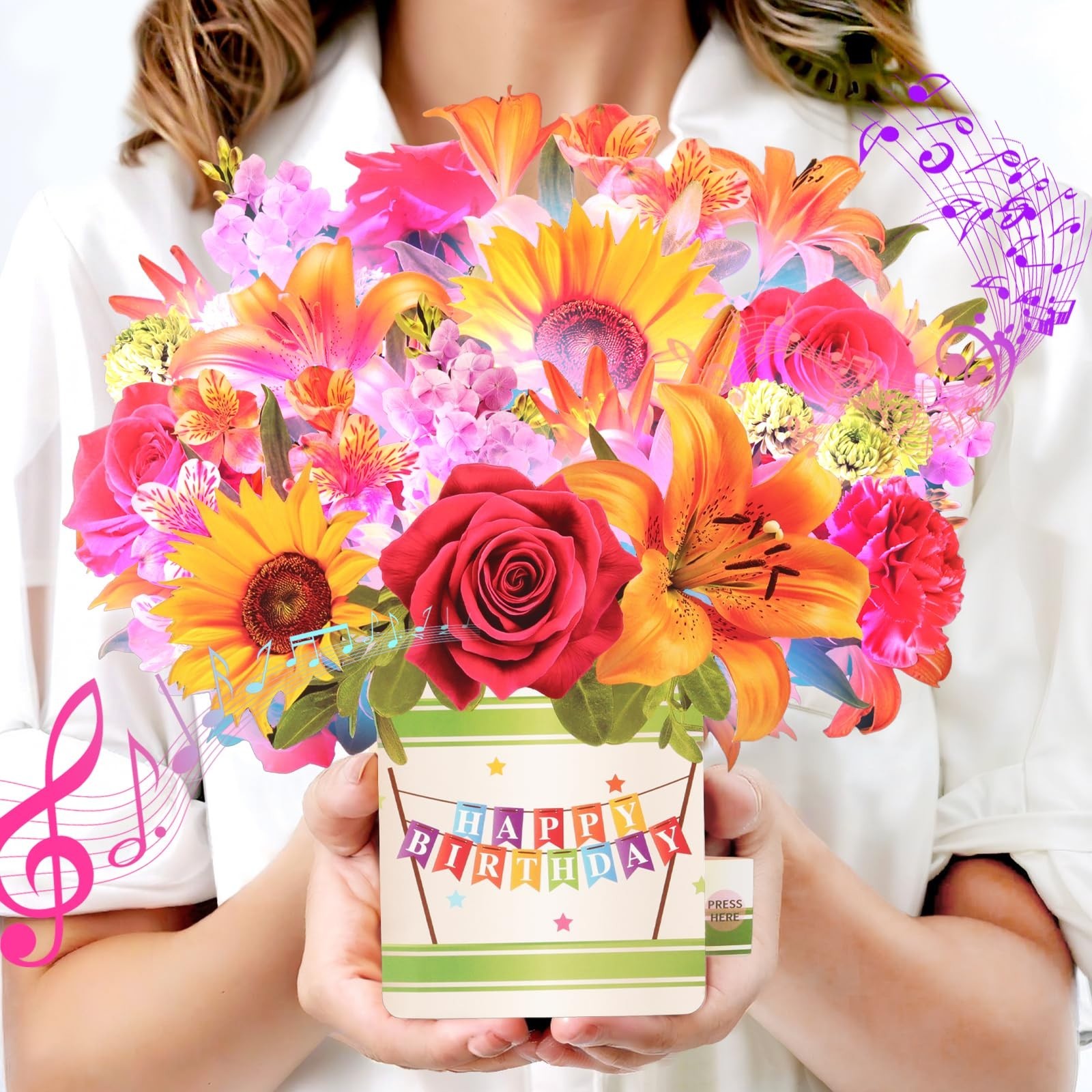 Forever Sunflower Birthday Card, 10Inch Popup Gift for Wife Mom Daughter