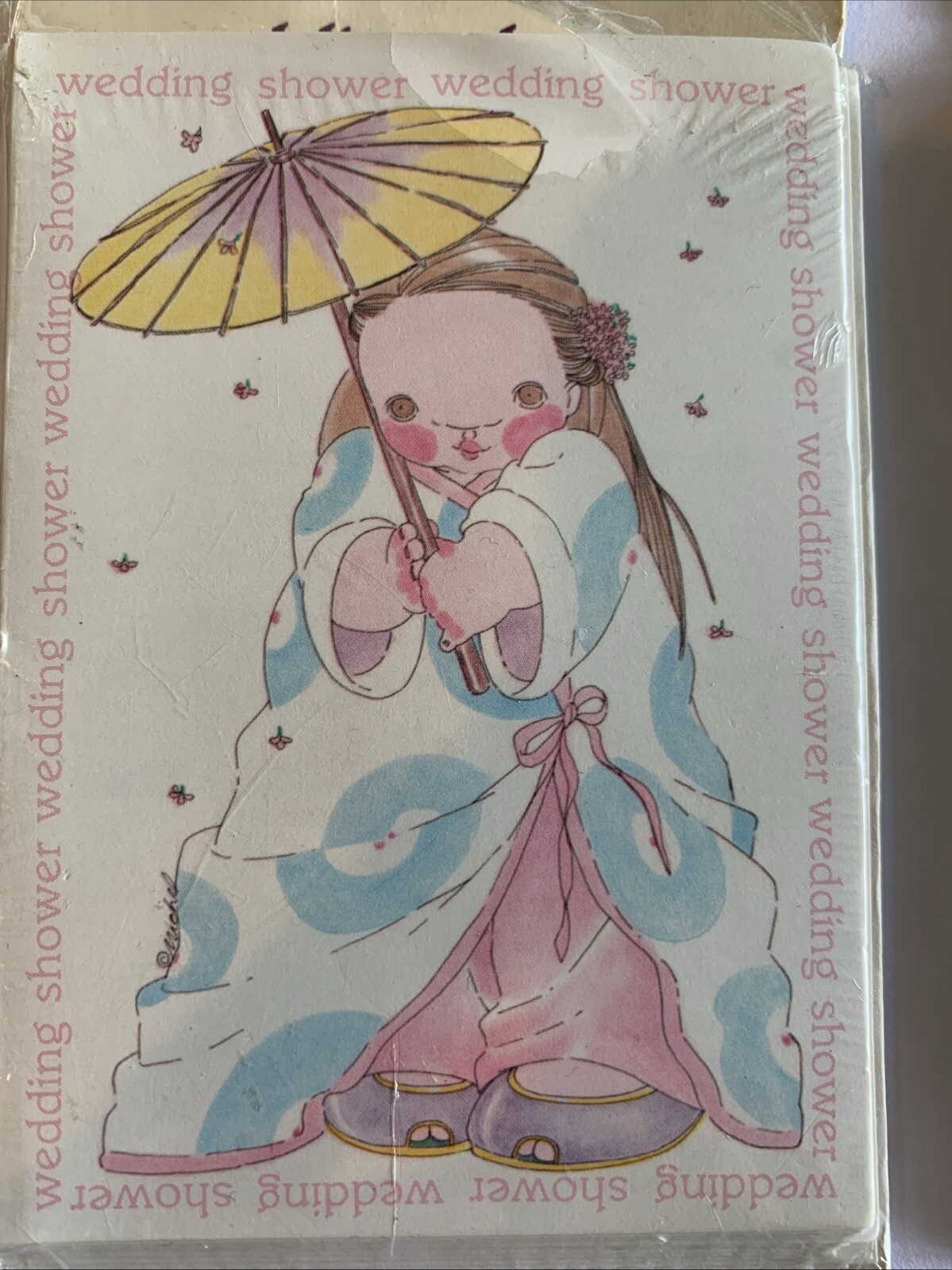 VTG Michel & Company Wedding Shower Invitations Kimono Girl 2 Packs Of 10 Cards