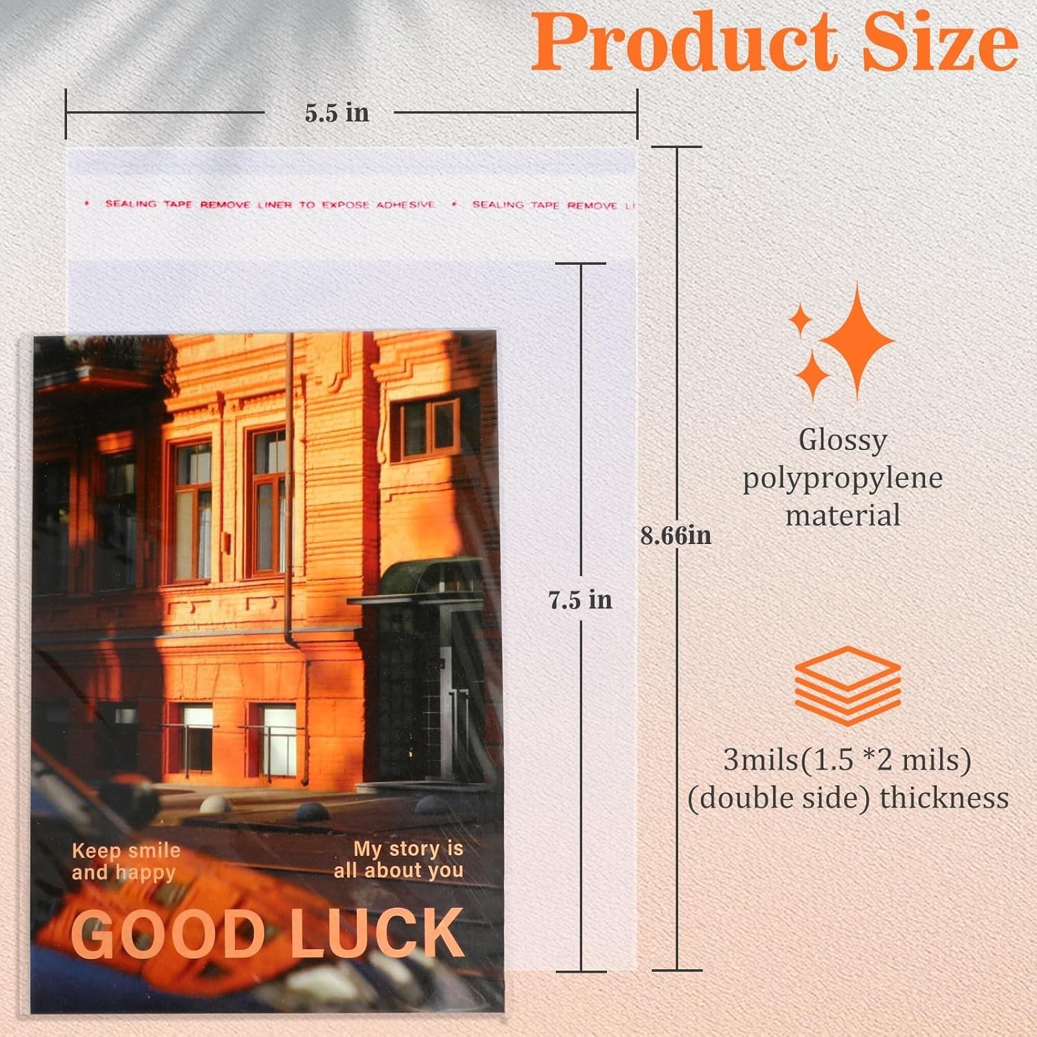 200Pcs 5-1/2 x 7-1/2 Inch Thick Greeting Card Clear Plastic Sleeves Self Seal…