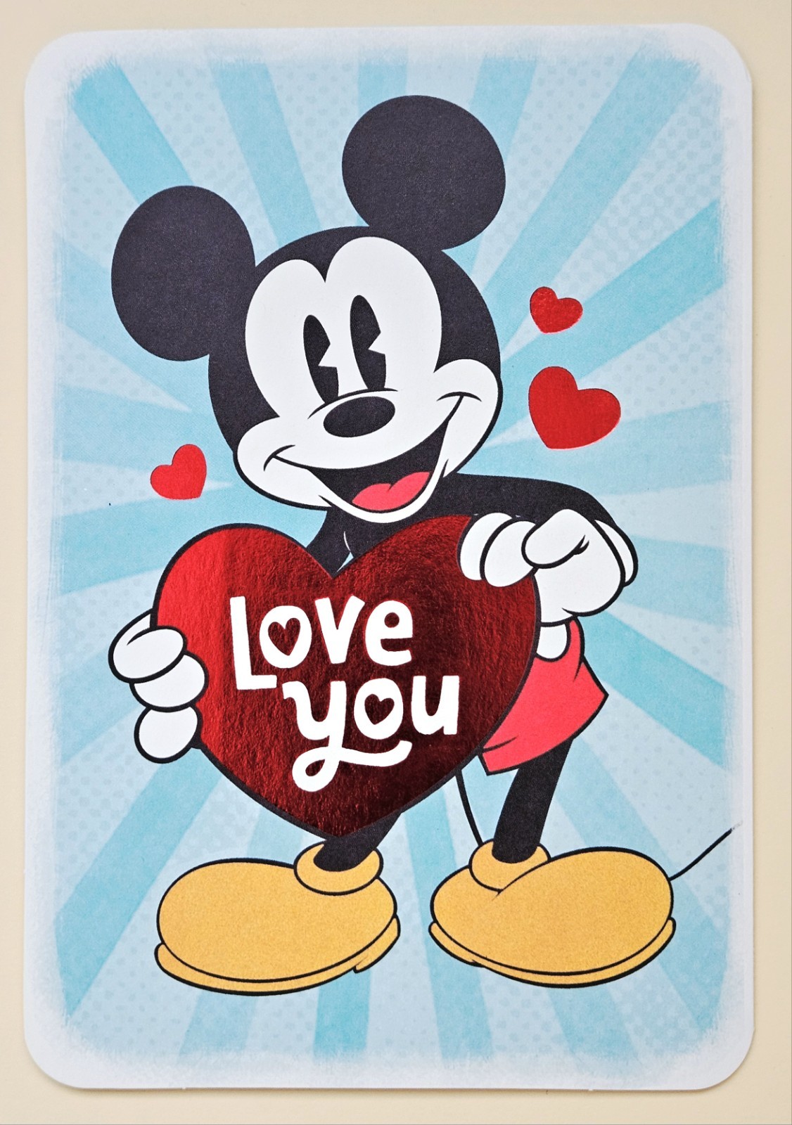 Disney Mickey Mouse. Love You Greeting Card (Incl Envelope 7×5 “)