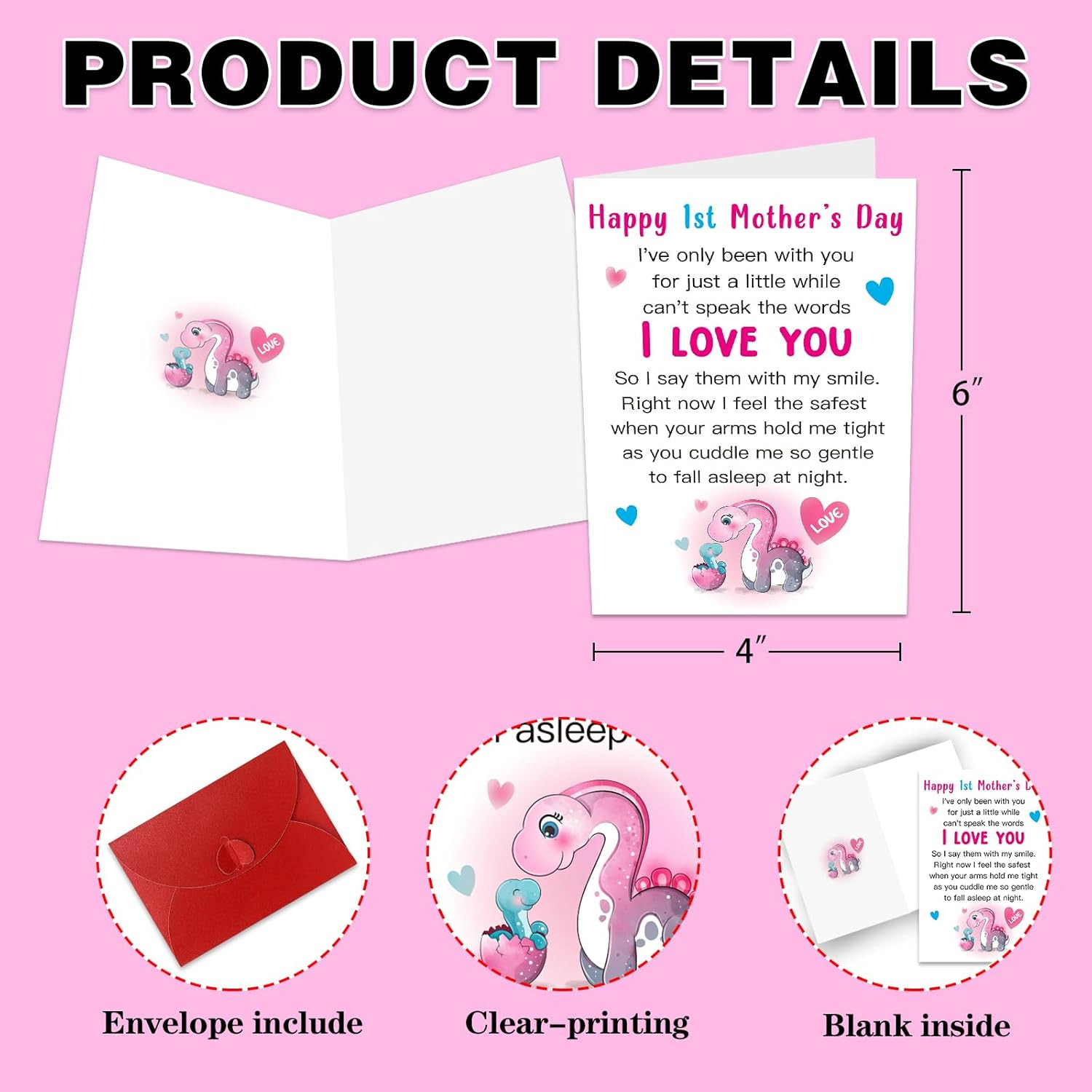 First Mother’s Day Card for New Moms – Thoughtful Gift from Baby with Envelope
