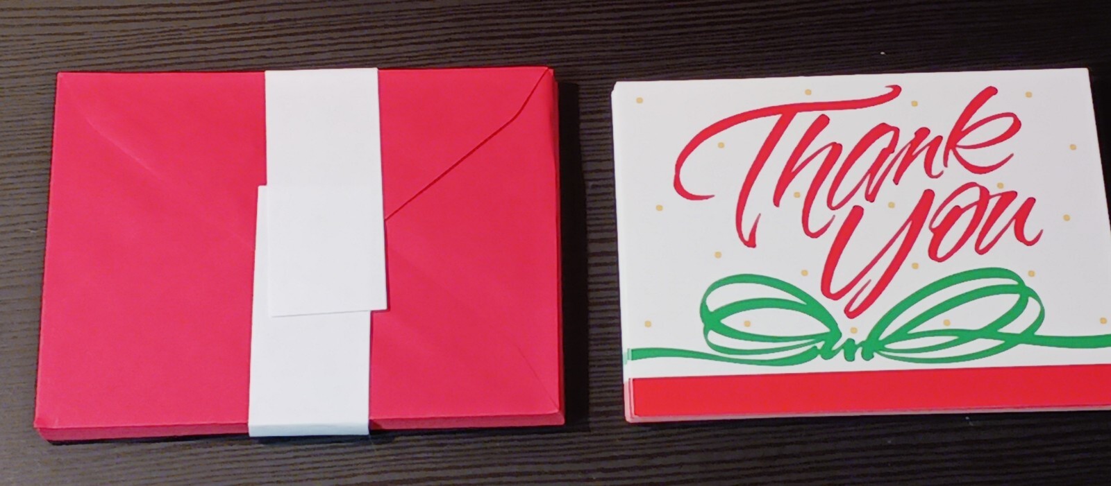 CURRENT Vintage Thank You Cards & Envelopes 12 pack Red & Green Blank Inside NEW