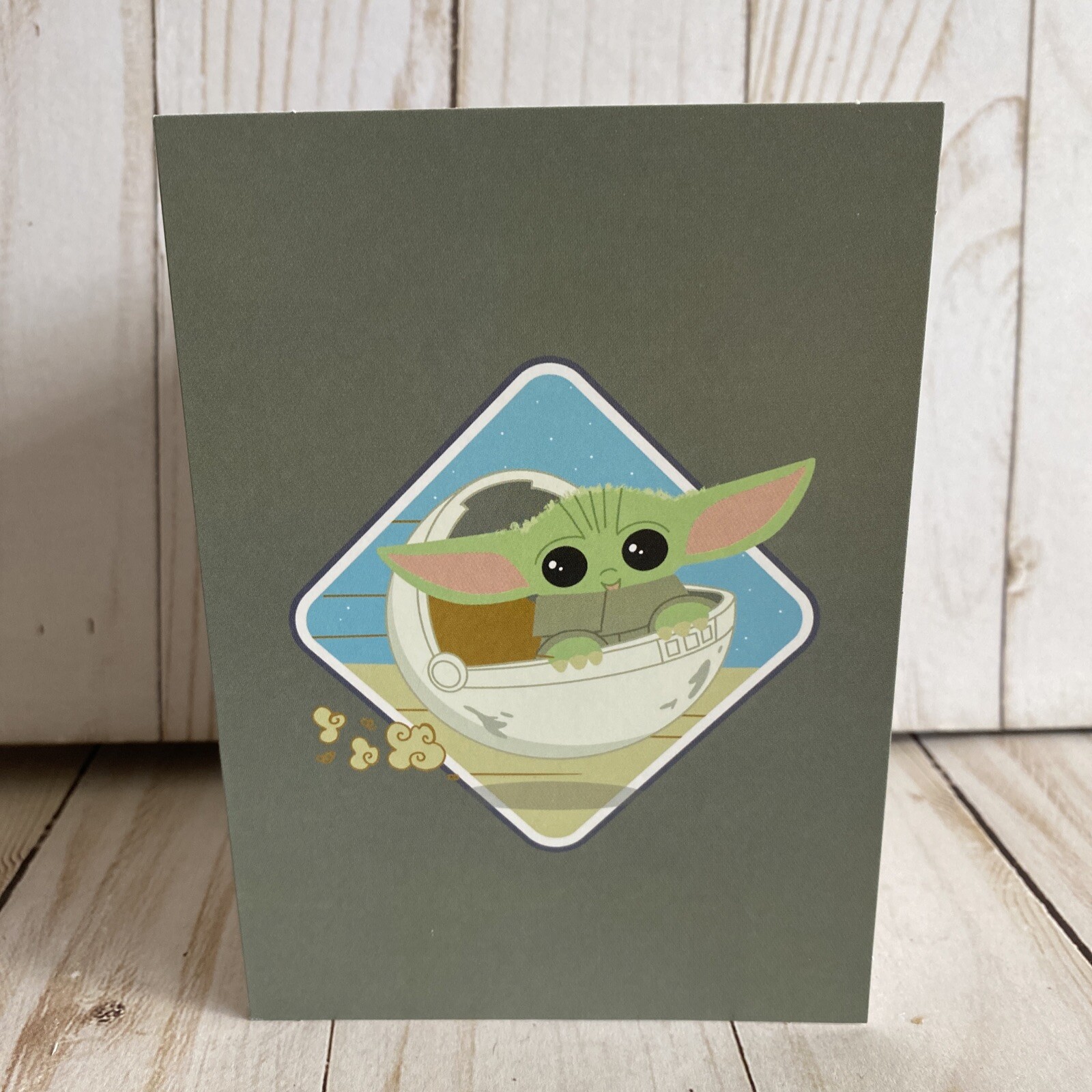 Star Wars Mandalorian Grogu Baby Yoda Disney The Child In Hover -Pram Blank Card