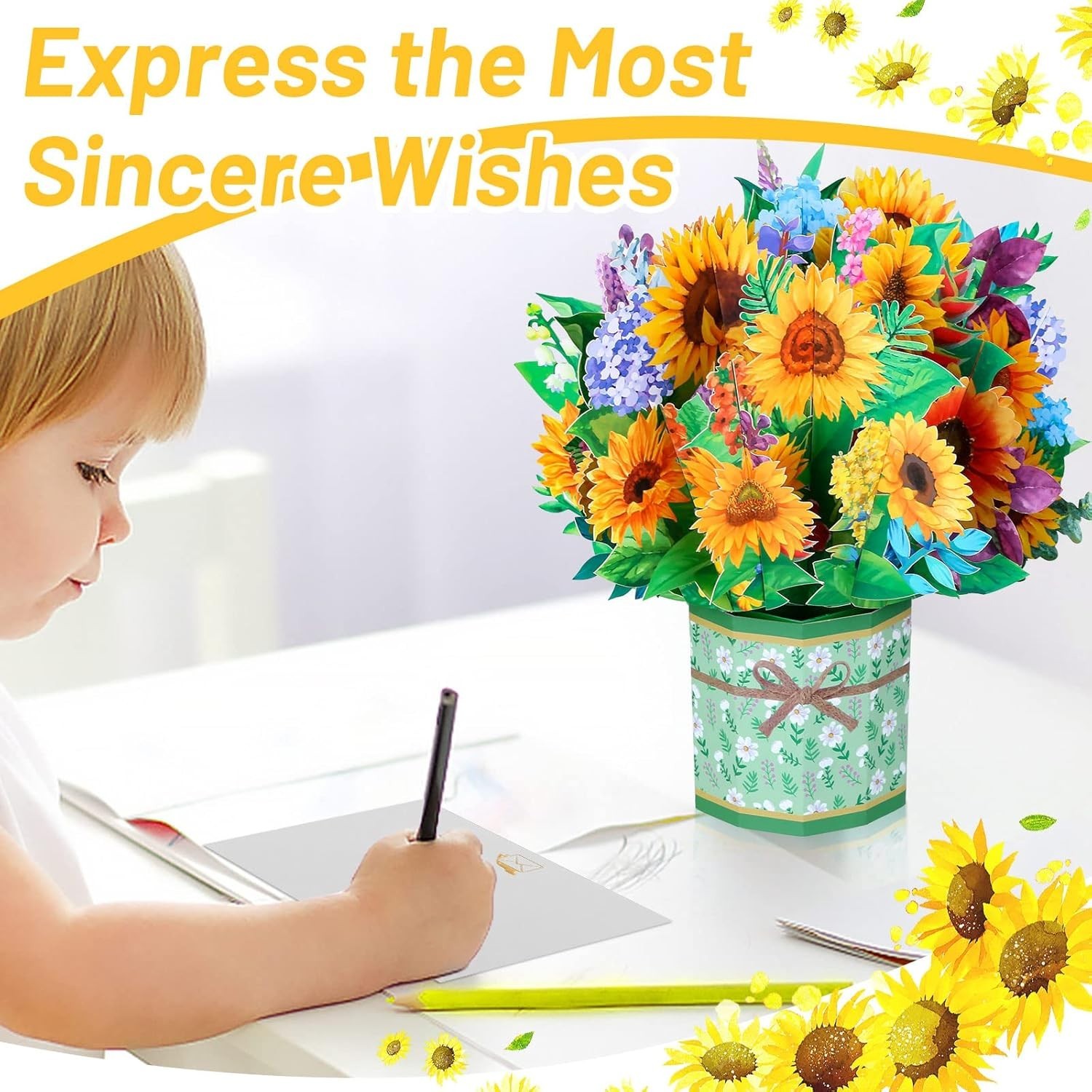 Bright and Cheerful Sunflower Pop-Up Greeting Card – For Mother, Friends & More