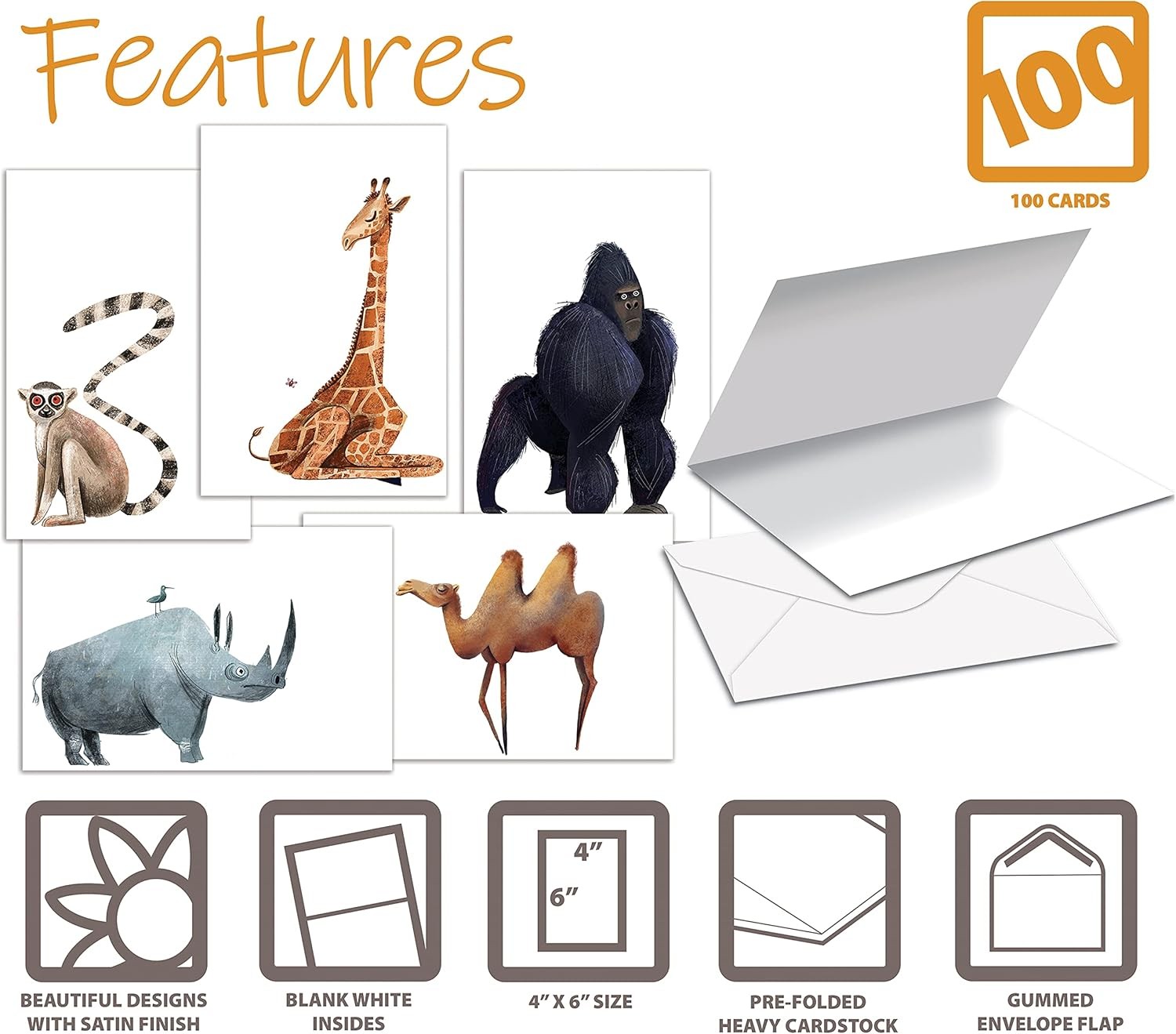 Better Office Products 100-Pack All Occasion Greeting Cards, Assorted Blank Note