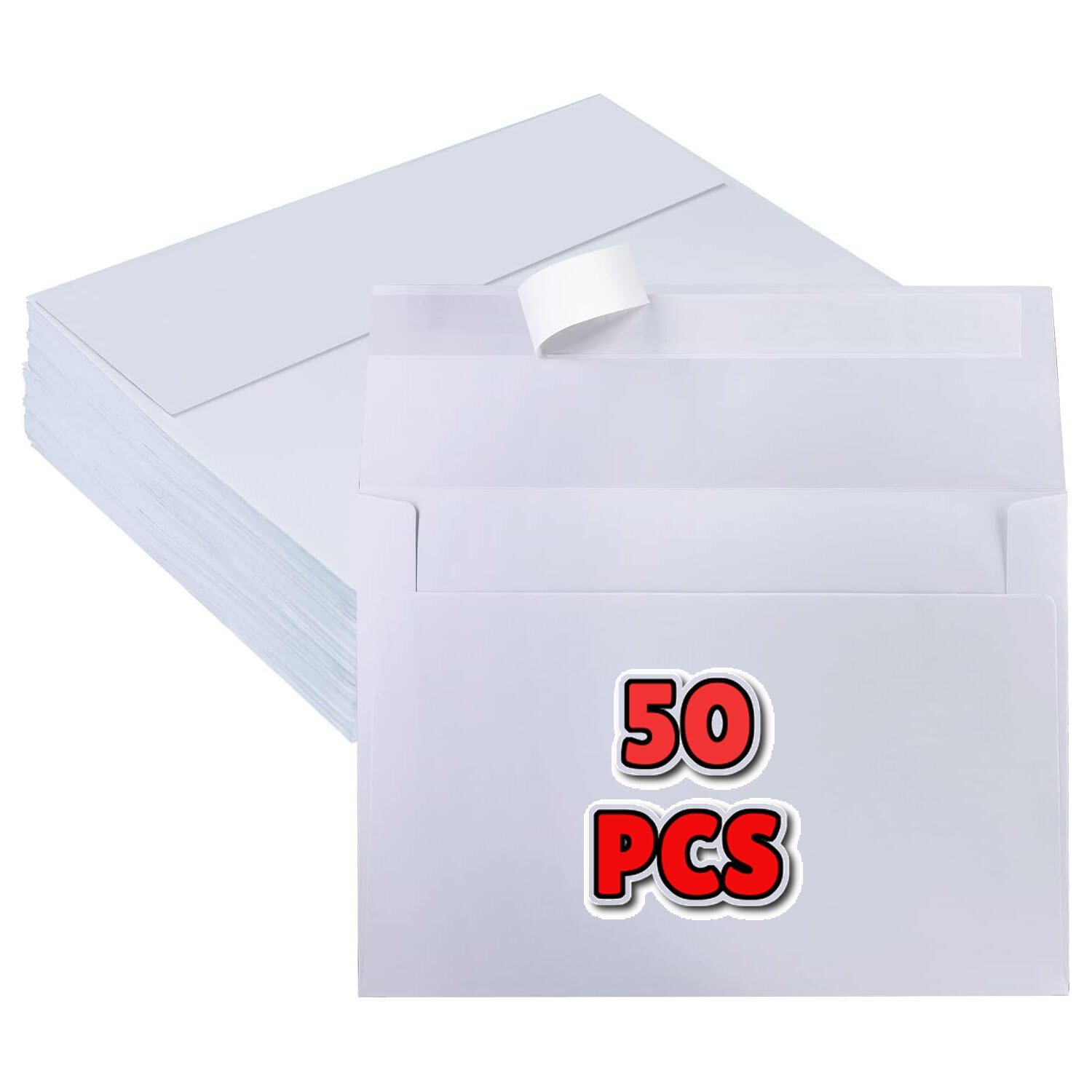 50 Pack 5×7 White Self-Seal Envelopes for Invitations, Cards & Mailing