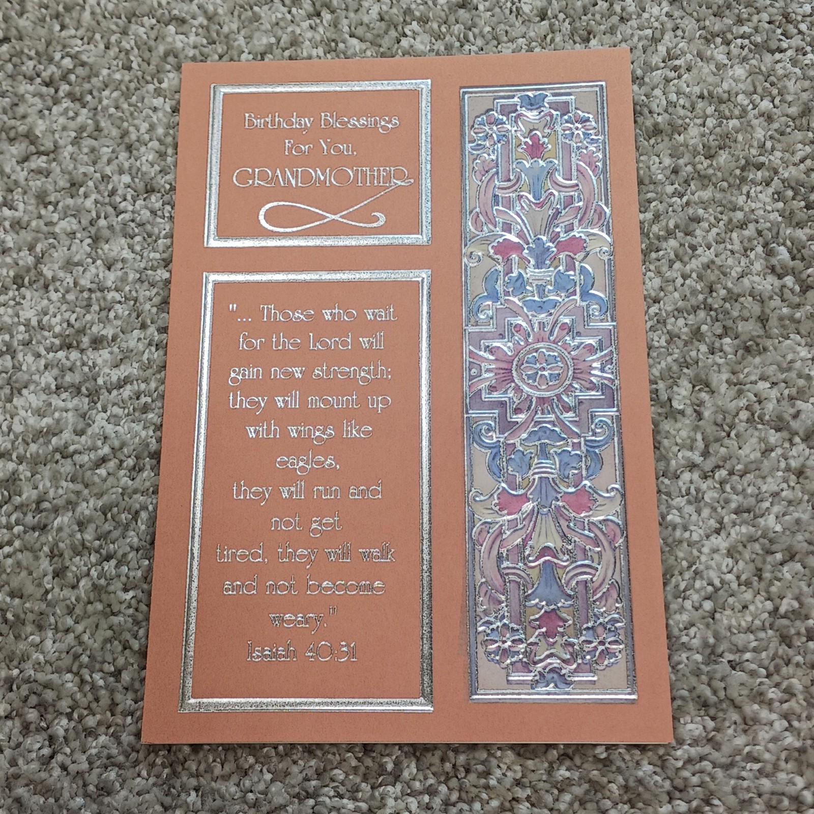 NOVO Card Greeting Card Womens Orange Birthday Metallic Embellished Envelope