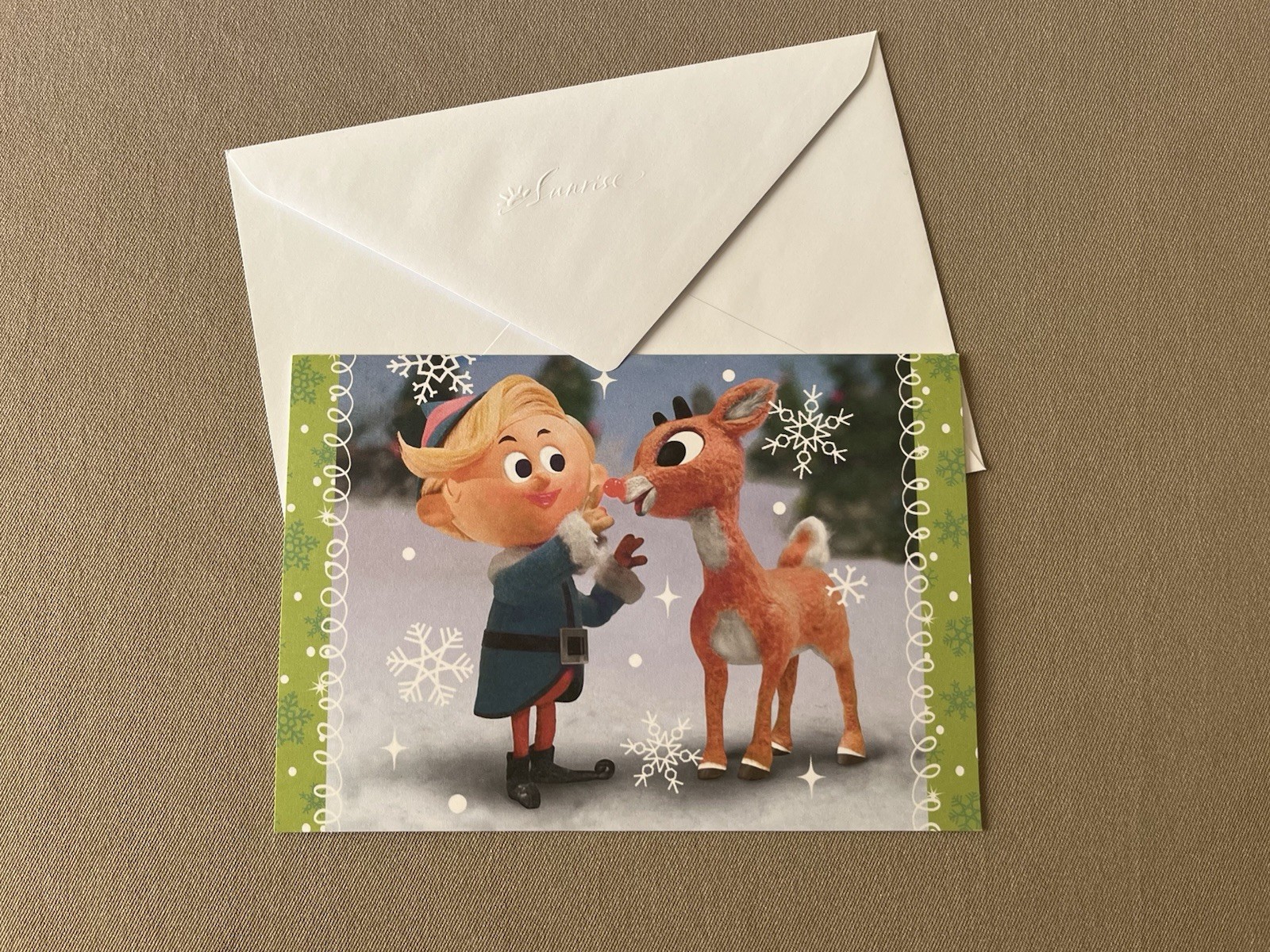 Rudolph The Red Nose Reindeer Christmas Greeting Card & Envelope~7” X 4 3/4”~New