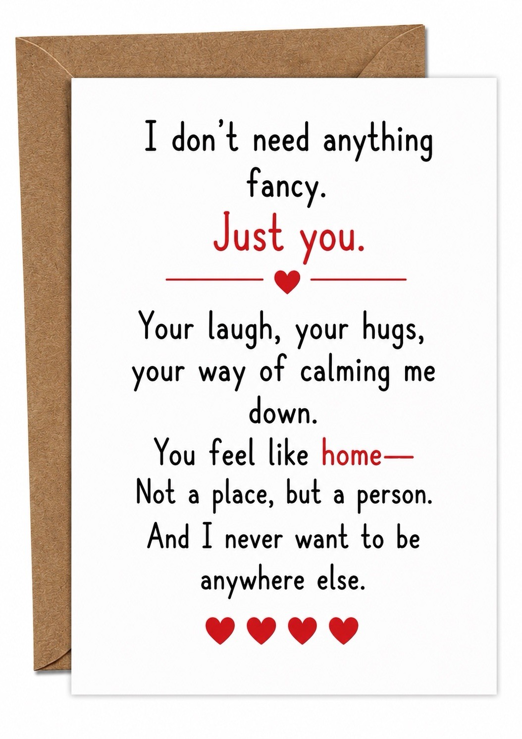 Love Card for Him Her You Feel Like Home Romantic Relationship Gift Card