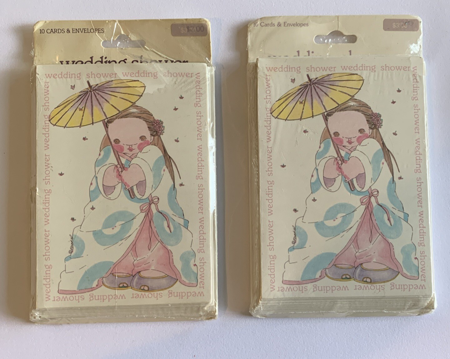 VTG Michel & Company Wedding Shower Invitations Kimono Girl 2 Packs Of 10 Cards
