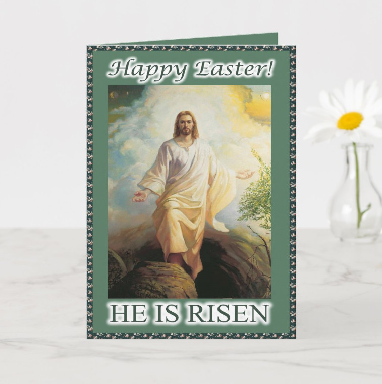 Happy Easter – HE IS RISEN – 5.5″ x 8.5″ Treat-&-Card with Writing Space Inside