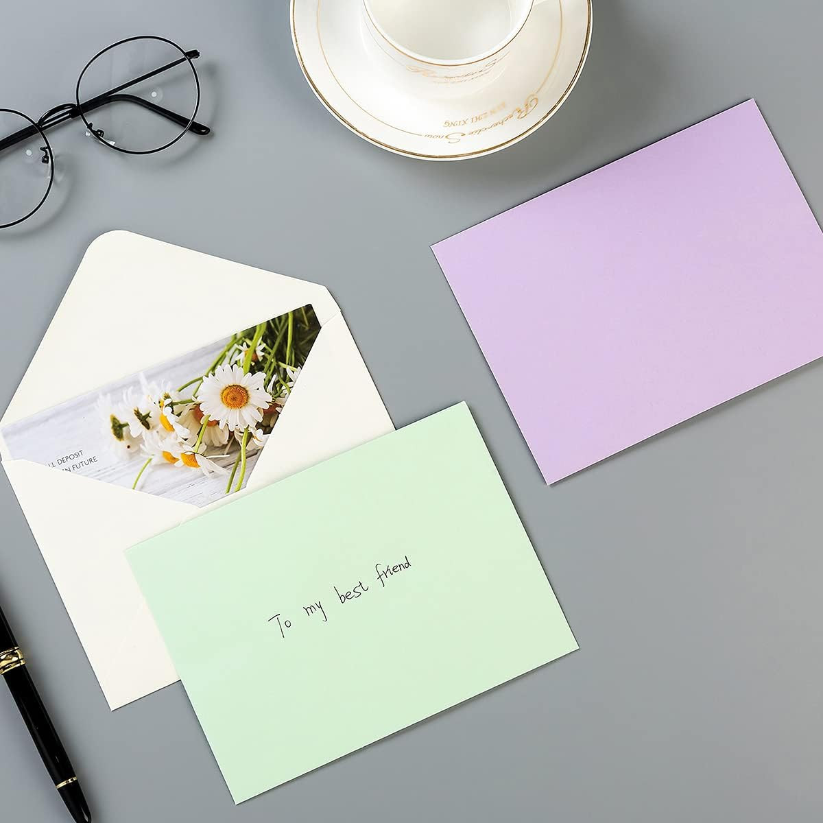 50 Pack A6 Envelopes with Stickers Multicolor, 6 1/2 X 4 3/4 Inches | 4X6 Envelo