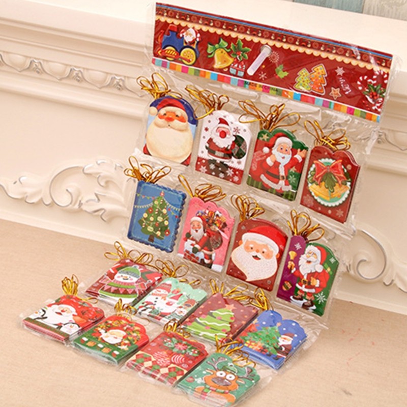 1 Set Mini Christmas Greeting Cards Hanging Card for Christmas Tree Present