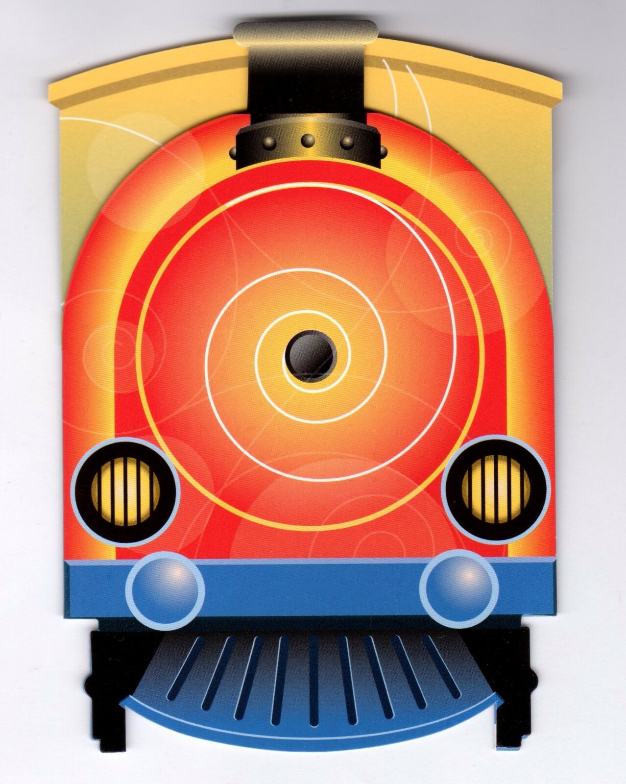 2 Train Christmas Cards, Holiday Seasons Greetings, Blue/Red/Yellow Locomotive
