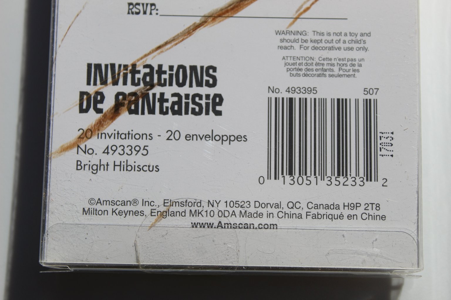 Amscan Bright Hibiscus Invitations 20-Count Set Tropical Party Supplies