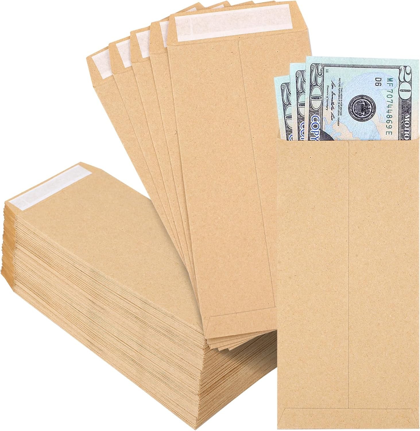 Joyberg 120 PCS Money Envelopes for Cash Kraft Paper, 6.5”x3.2” Small Cash