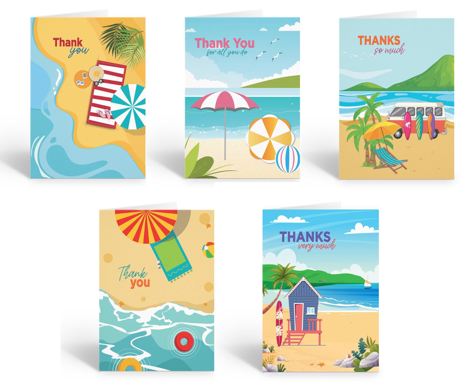 Assorted Tropical Beach Blank Note Cards, 10 cards w/Envelopes – 4.25″ x 5.5″