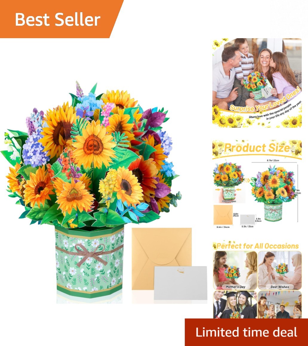 Bright and Cheerful Sunflower Pop-Up Greeting Card – For Mother, Friends & More