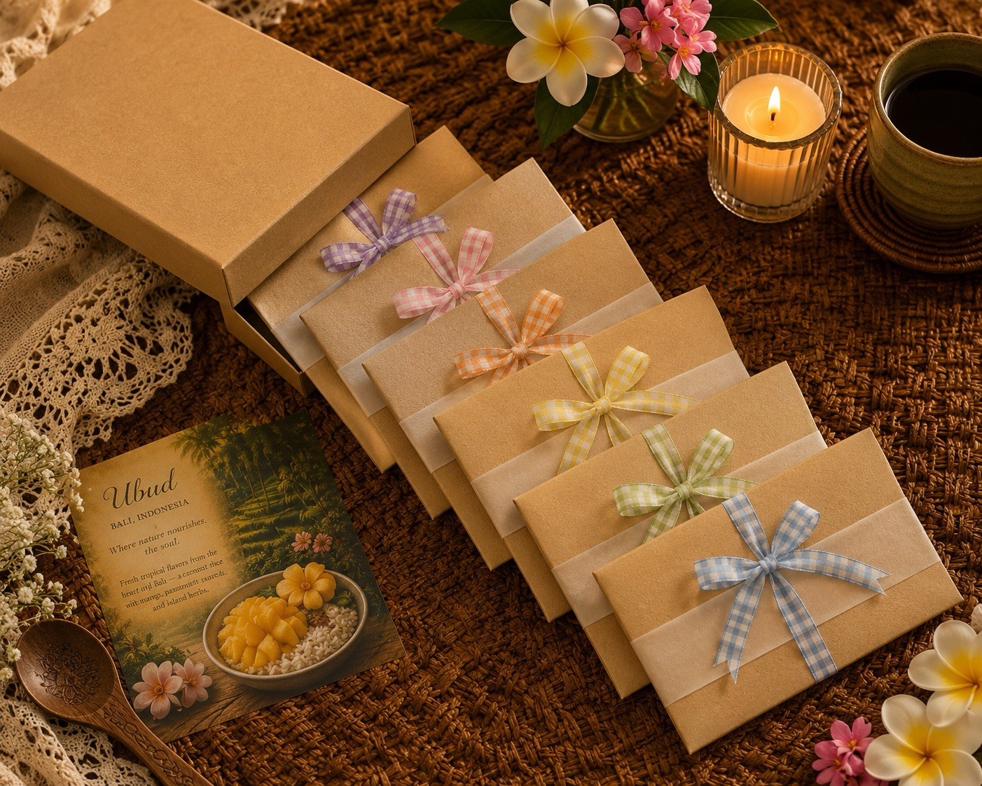 Bali Escape Luxury Art Card Gift Box Set w/ Kraft Envelopes