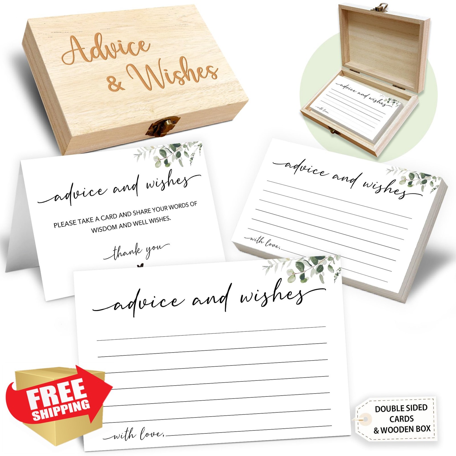 Crocothemis Advice Wishes Cards Box 50 Pcs Birthday Wedding Baby Shower Party