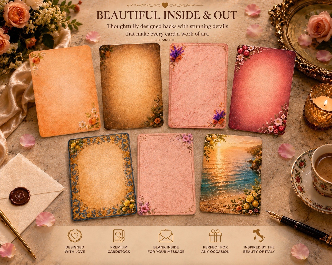Luxury Italian Art Greeting Cards – Boxed Set of 7