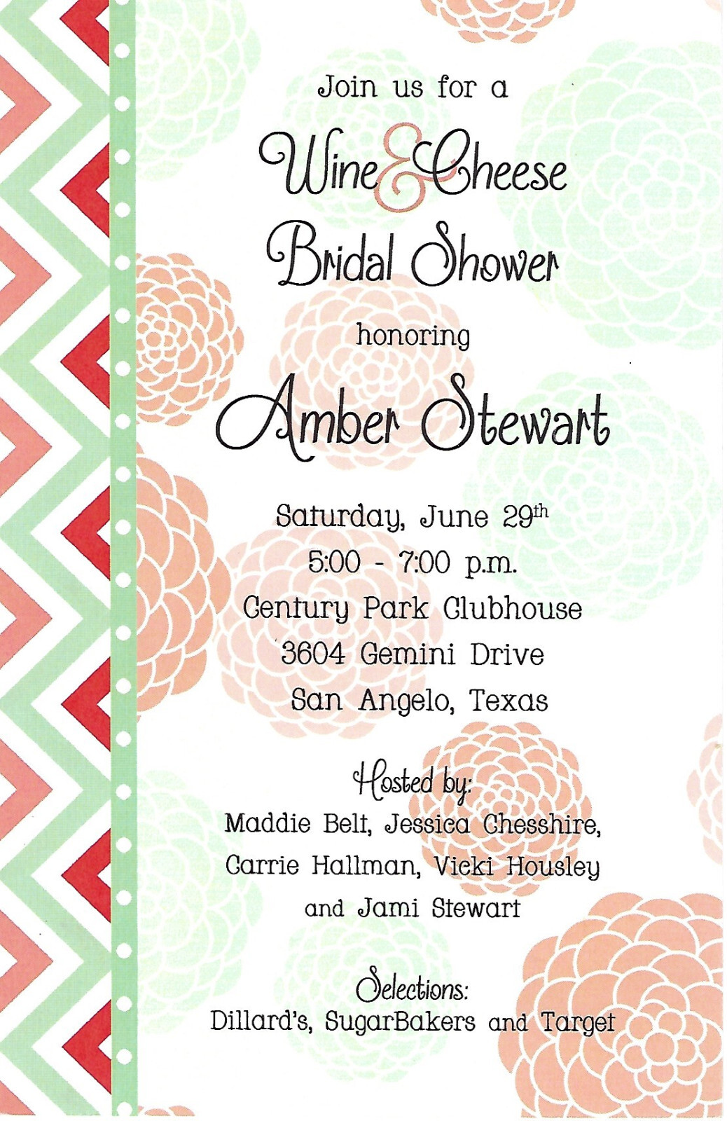 BLANK LOT of 179 Chevron Floral Flower Generic Party Invitation DIY Print