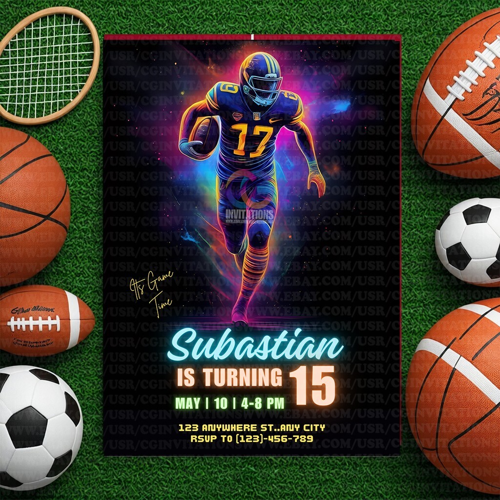 Sports Invitation Canva EDITABLE Template Invite For Boys, Instant Download