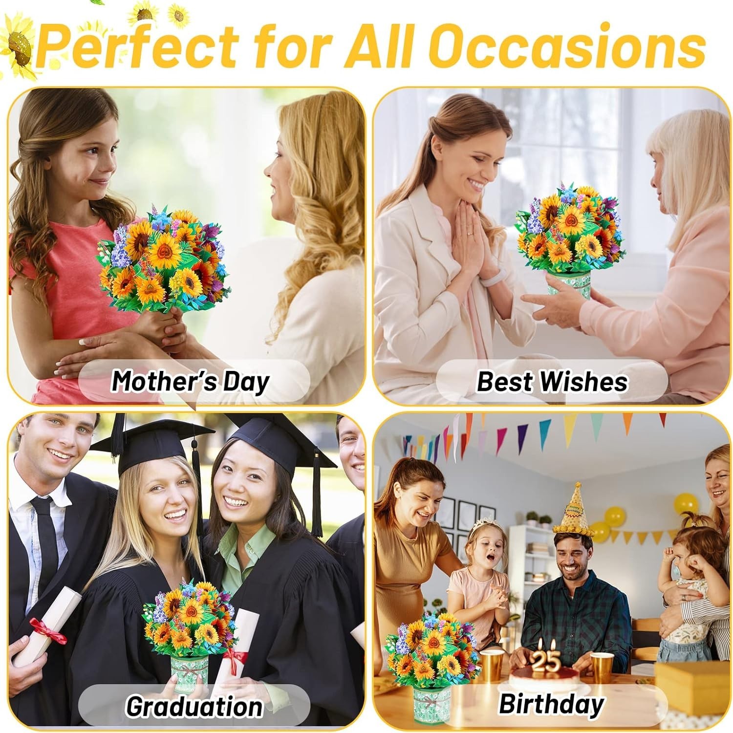 Bright and Cheerful Sunflower Pop-Up Greeting Card – For Mother, Friends & More