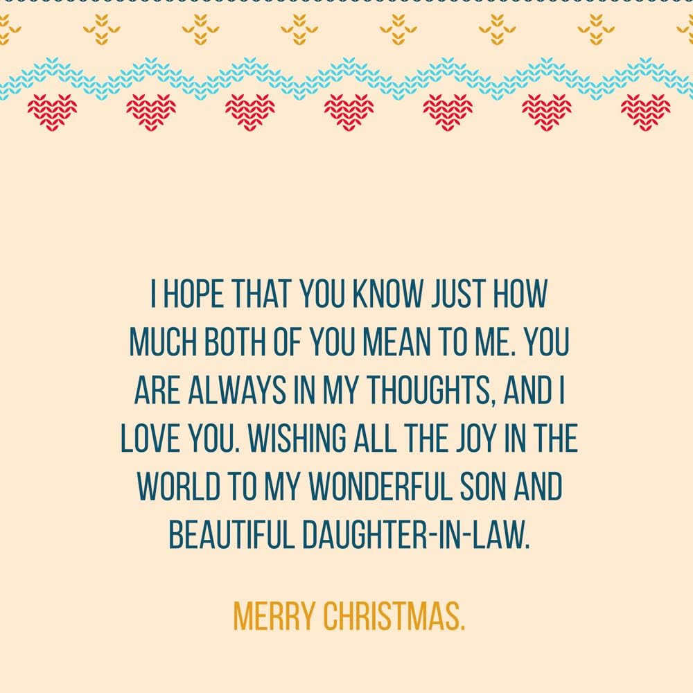 Greetings Christmas Card Son and Wife (Daughter in Law), Made in America, Eco-Fr