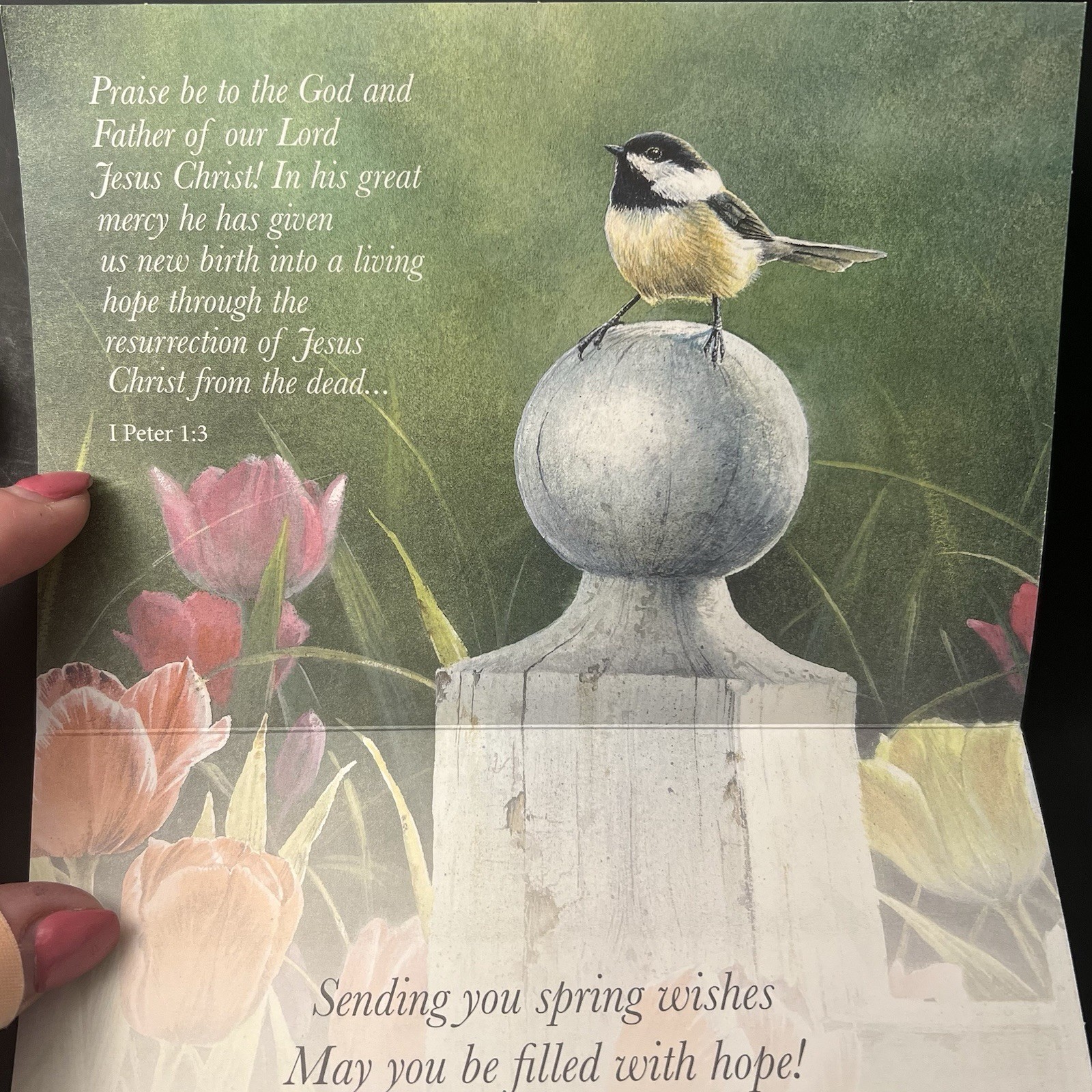 Chickadee EASTER Card Beautiful Full Color Interior! BOOKMARK/Env/Tag/Seal/Stamp