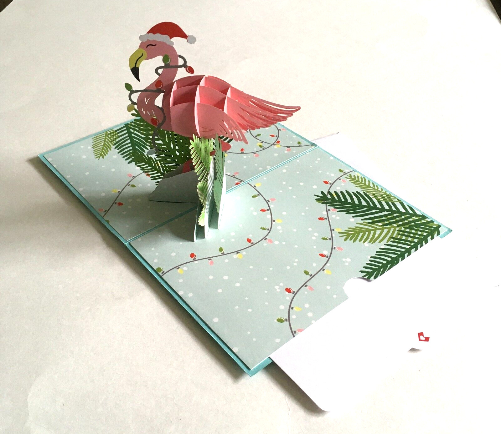 Lovepop 3-D Pop Up Card Pink Flamingo HAPPY HOLIDAYS! NEW 5″ x 7″